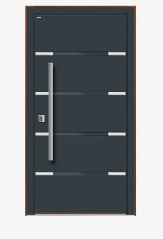 Drzwi aluminiowo-drewniane PARMAX I18 wersja aluminium od zewnątrz kolor nakładki RAL 7016