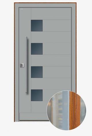 Drzwi aluminiowo-drewniane PARMAX P18 wersja aluminium od zewnątrz kolor nakładki RAL 9006